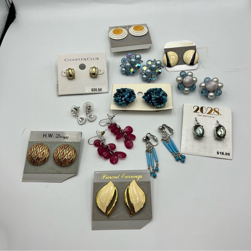 Set of 11 vintage Gold and Silver Statement Earrings